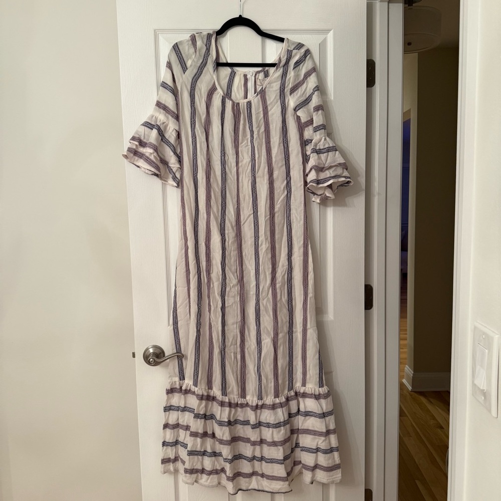 Christy Dawn White and Blue Striped Maxi Dress - Picture 2 of 7